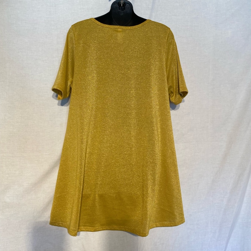 LulaRoe metallic yellow tunic dress top - Picture 2 of 7